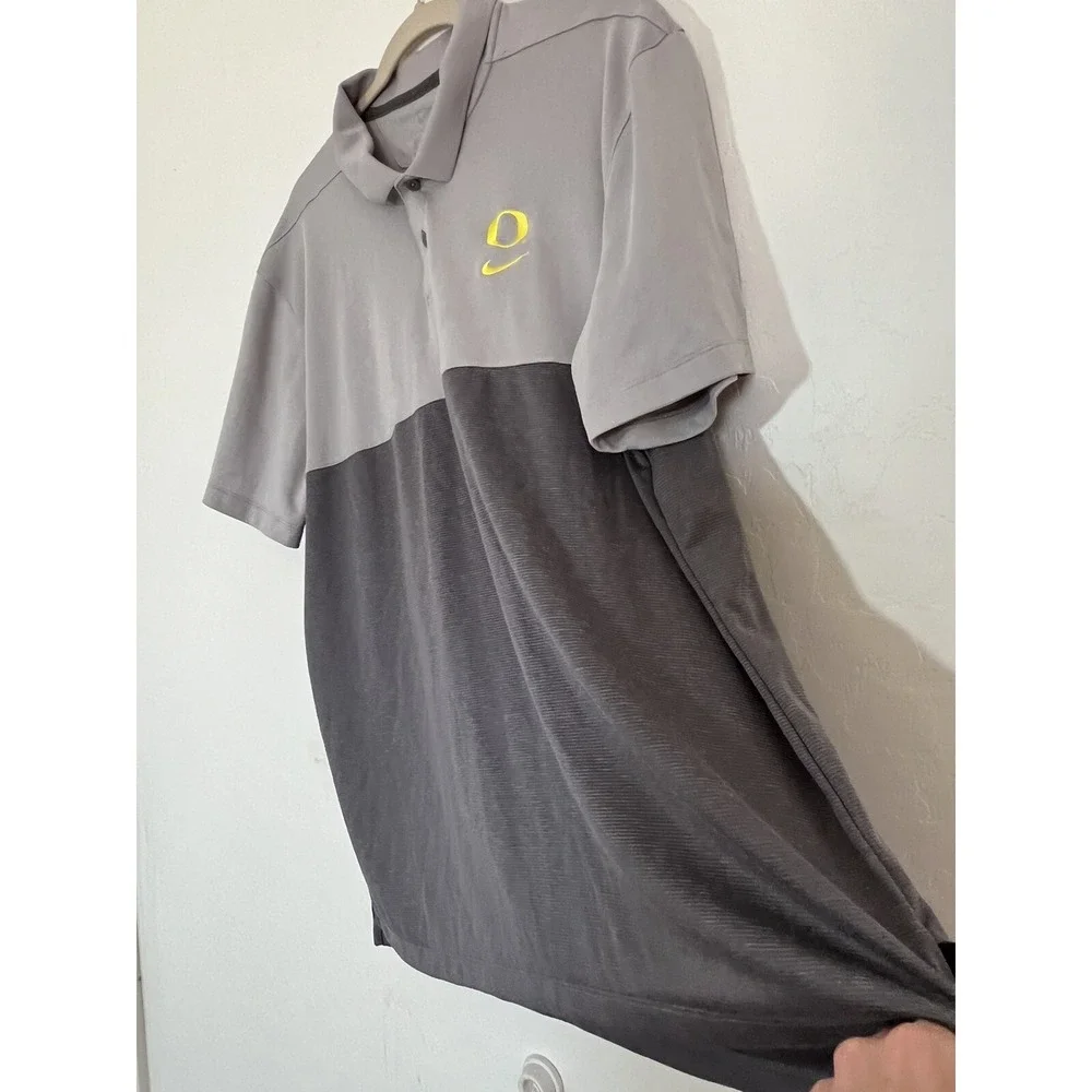 Nike Oregon Ducks On Field Polo Shirt Men's Size XXL Gray Dri-Fit Short Sleeve